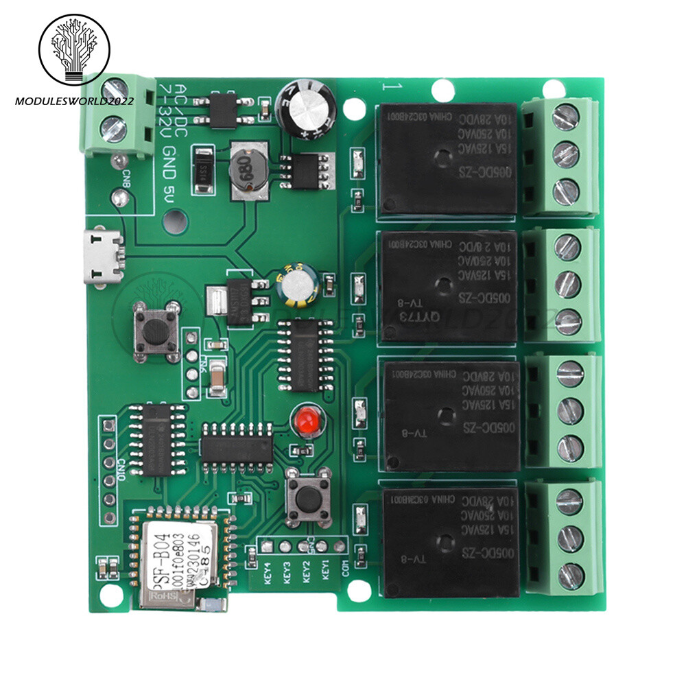 DC 5V/7-32V 4 Channel  WiFi Wireless Delay Relay Switch Remote Control Smart APP