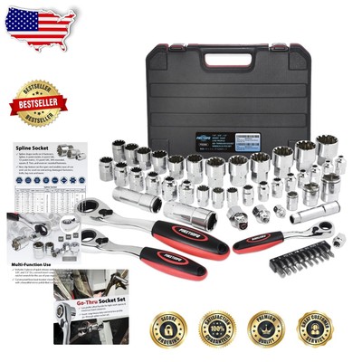 Multi-functional 52 Pcs Spline Socket Set for Damaged Fasteners - SAE/Metric
