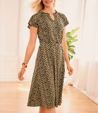 TALBOTS WOMEN'S SHORT SLEEVE ANIMAL PRINT JERSEY FIT & FLARE DRESS PLUS Sz 0X