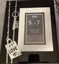 Mirrored Valentines Picture Photo Frame Chain Love Hearts Gems 5 X 7 Wedding