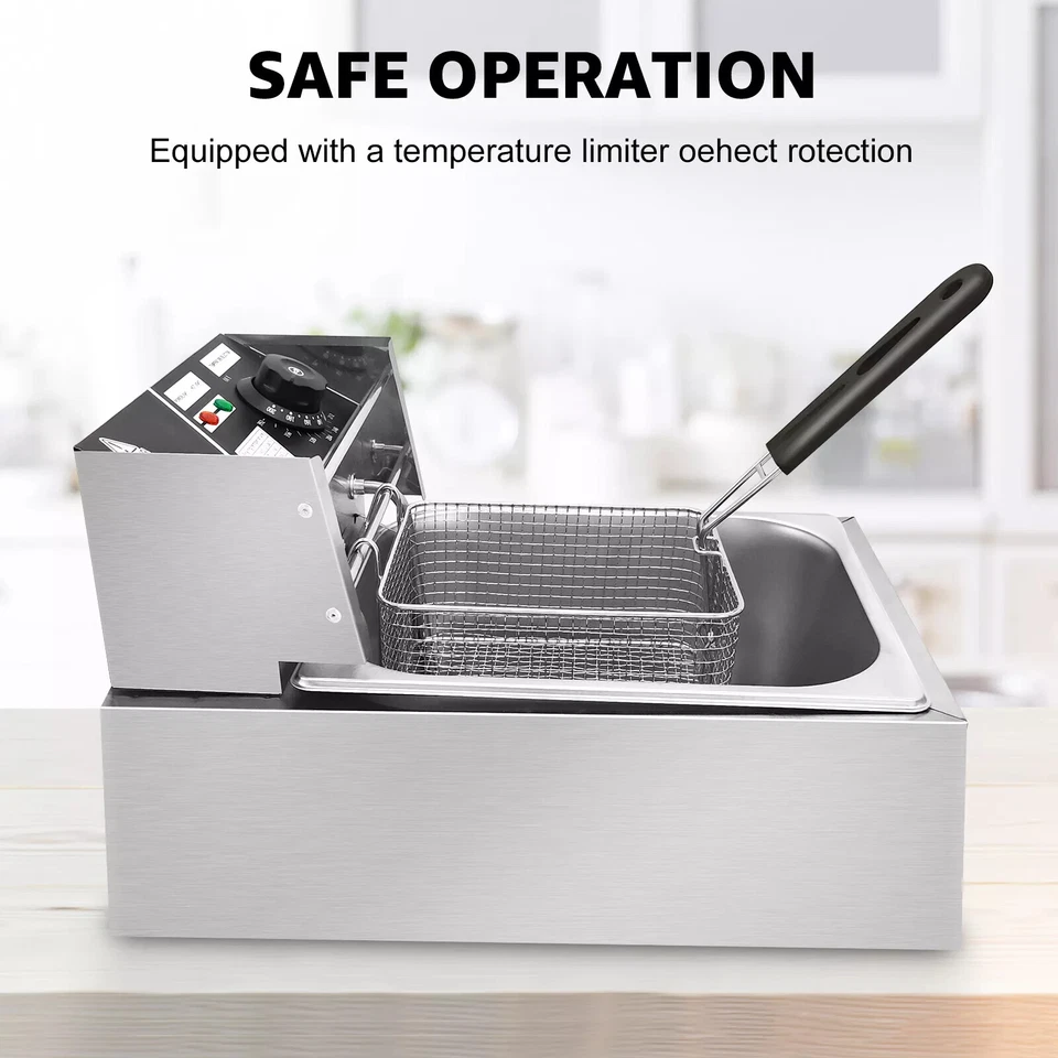 Fritteuse 10L Edelstahl Kaltzonen Öl-Friteuse 2500W 6 Liter Fritöse Frittöse - Bild 4 von 4