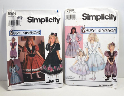 2 Daisy Kingdom Simplicity Patterns 7698 & 9924 Sizes 6 7 8 Dresses Romper UNCUT