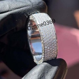 Authentic Lab Grown Real Diamond Men's Full Eternity Engagement White Gold Plated Silver