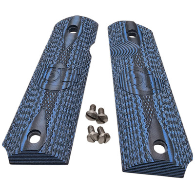 COLT 1911 Full-Size Double Diamond G10 Grips CNC Precision Blue/Black + Screws