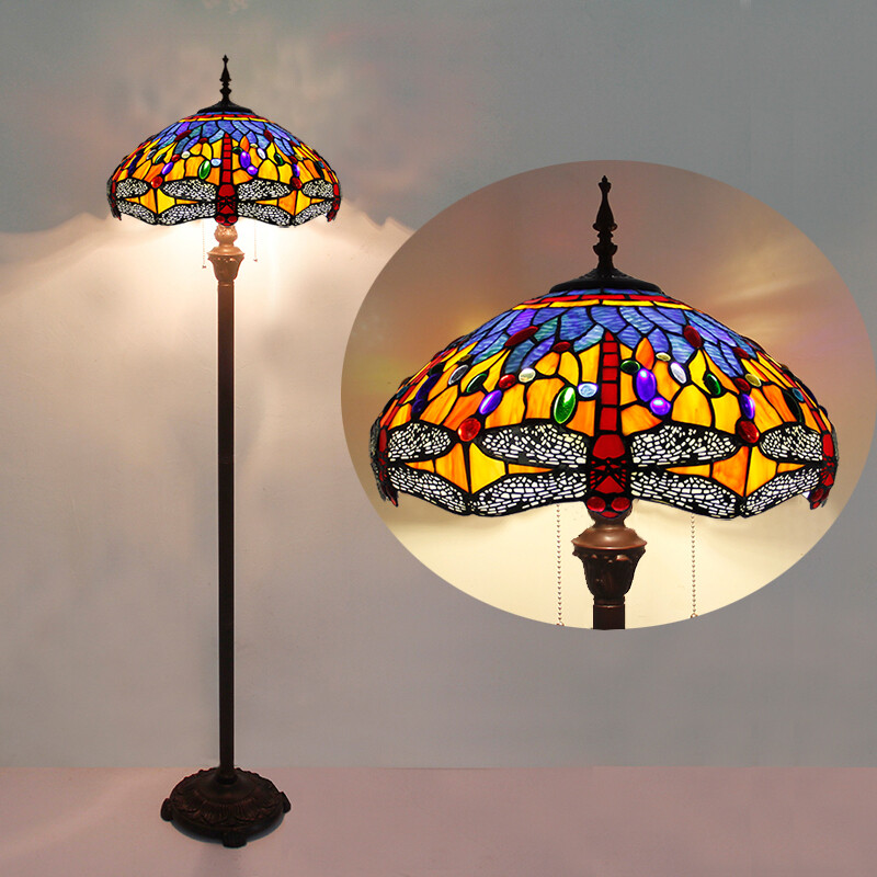 Vintage Floor Lamp Stained Glass