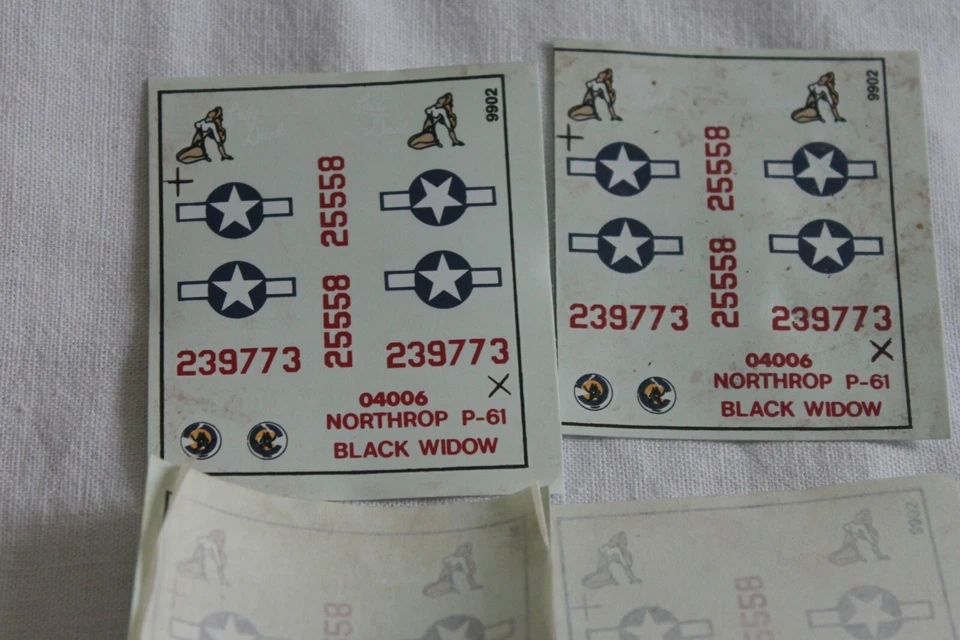 Model maquette: decals, décalcomanies: avion, P-61 Black Widow, Airfix, 1/72 X4 - Photo 2/2