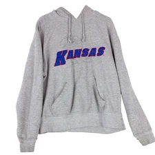J America KU Kansas University Jayhawks Hoodie Sweatshirt Gray Medium