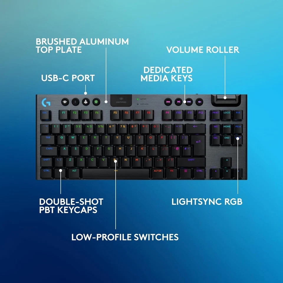 Logitech G915 X Lightspeed TKL Low-Profile Wireless Gaming Keyboard - UK -PC/Mac - Image 4 of 4