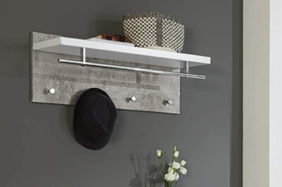 HAKU Möbelschrank, Betonoptik/Weiß/Chrom, 26 x 75 x 30 cm UVP 85£