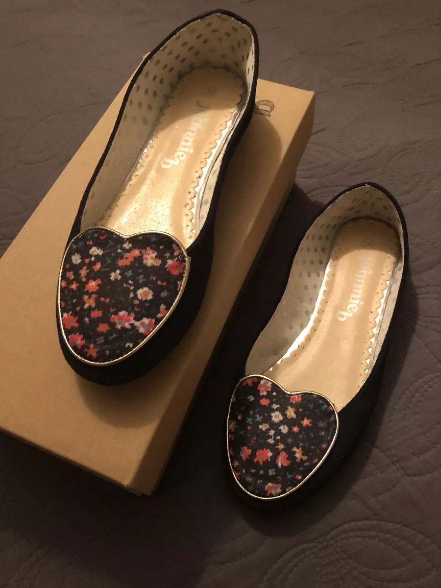 JOHNNIE B BODEN GIRLS WOMENS HEART BALLET FLATS PUMPS SHOES UK 3 EUR 36 60027