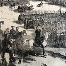 1863 CIVIL WAR newspaper THOMAS NAST POSTER ENGRAVING Army of Potomac Grand Revw