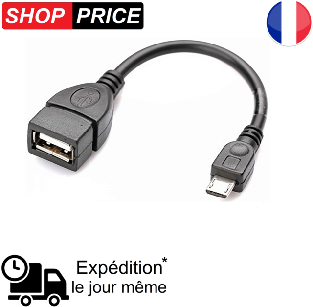 Cable Adaptateur MICRO USB Mâle OTG vers USB Femelle Tablette Smartphone (NEUF)