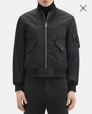 Theory MA-1 Black Bomber Jacket Full Zip Band Collar Nylon Sz S NEW w/ tags - product listing photo