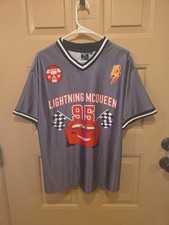 Disney Pixar Cars Lightning Mcqueen Jersey Style Shirt Adult Sz Medium
