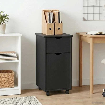 Cabinet roulant avec roue Bois de Pin Massif Solution rangement salon vidaXL vid - Photo 1/4