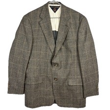 Vtg Tommy Hilfiger Sports Coat Men s 42L Wool USA union Made Gray Houndstooth