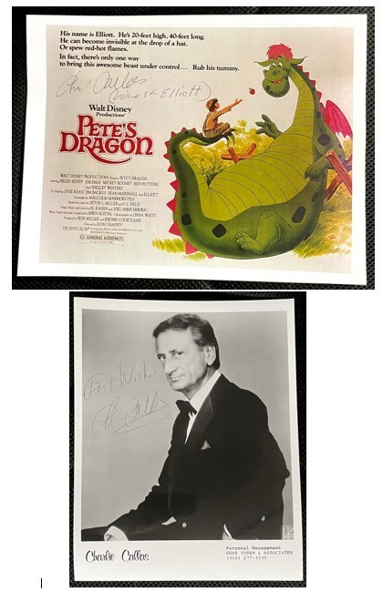 Charlie Callas (1927-2011) - 'Pete's Dragon' - Comedian - Autographed Photo Set