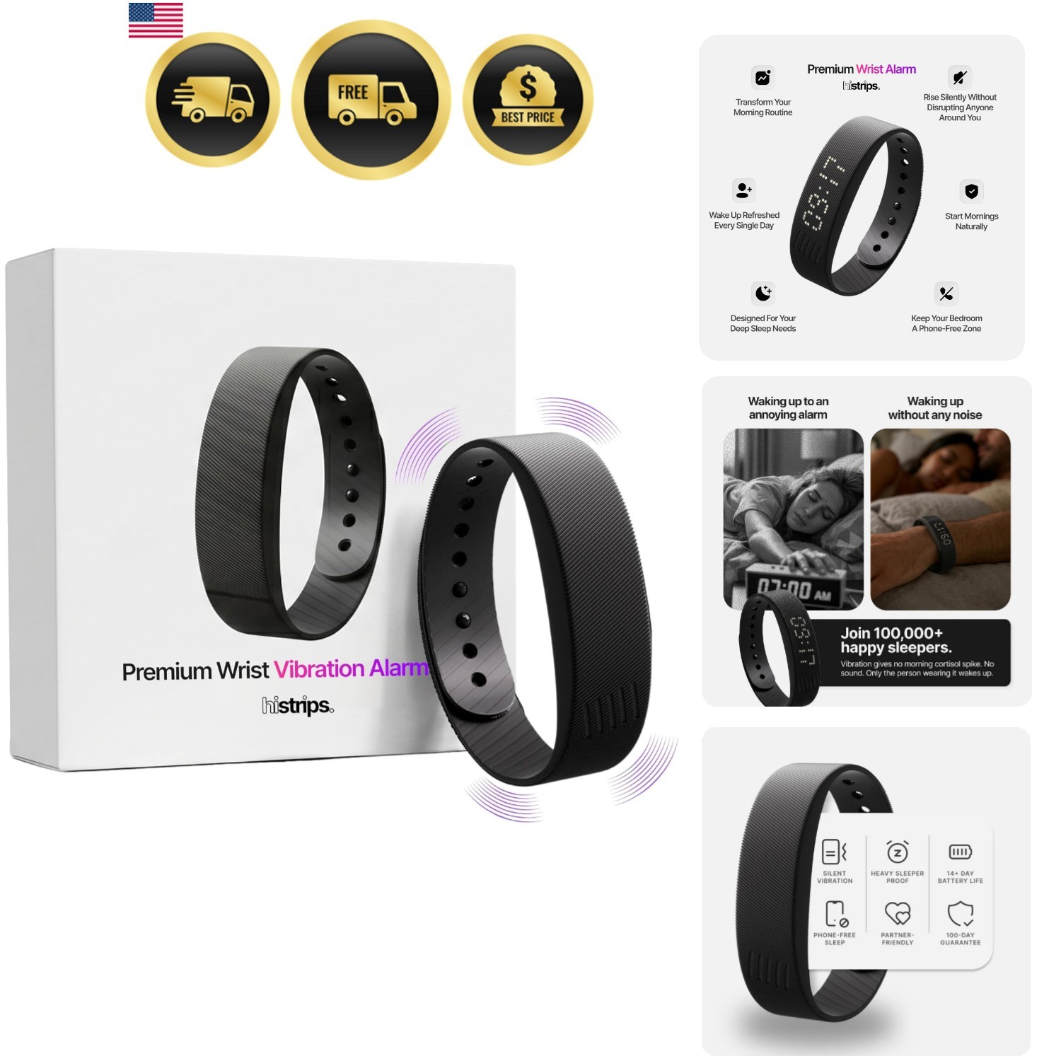 Onyx Vibration Alarm | Silent Wrist Wake Onyx Vibration Alarm | Silent Wrist Wake Up for Heavy Sleepers | Avoid Distur image