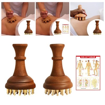 Wooden Massage Comb Body Sculpting Tool 29 Brass Tooth Salon Home Women Men Gift