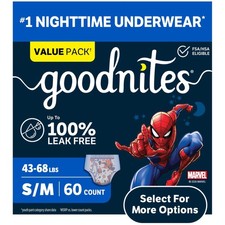 Goodnites Boys Bedwetting Underwear Small Medium 60 Count Overnight