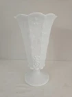 Vtg Westmoreland White Milk Glass Paneled Grape Pedestal Vase 9"