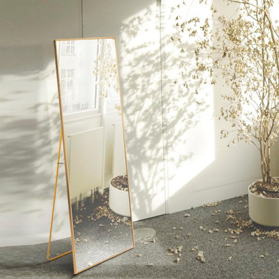Elegant 59'' Gold Full-Length Mirror with Stand & Wall Mount for Any Room