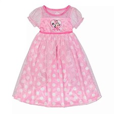 Disney Minnie Mouse Polka Dot Princess Toddler Night Gown Pajamas Pink