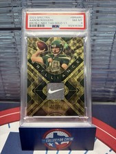 Aaron Rodgers 2023 Spectra Nike Tag Gold Vinyl 1/1 Brilliance PSA 8 Near Mint
