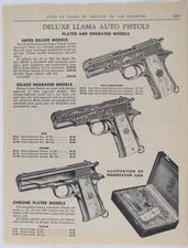 Vintage 1965 LLAMA Deluxe Engraved Pistol Print Ad