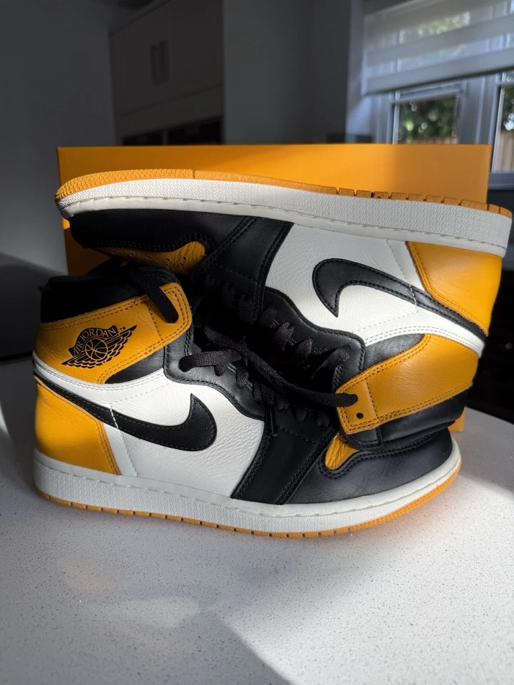 Nike Air Jordan 1 Retro High OG Taxi Yellow toe Mens Basketball Trainers UK 8, photo 4 of 5