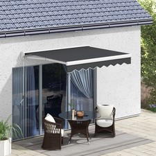 Outsunny Gelenkarmmarkise 2,5 x 2 m Elektrische Markise mit Handkurbel Grau