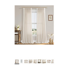 Natural Linen Blend Curtain Panels Light Filtering Textured Modern 40x90in