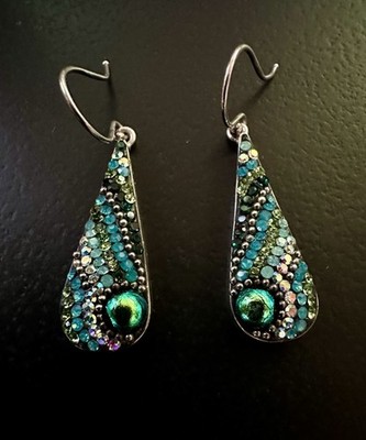 Mosaico Mexico 925 Sterling Dangle Earrings Artisan Crafted Vintage Festive