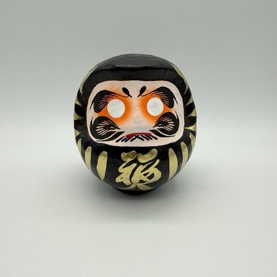 Japanese 4.7''H Black Lucky Daruma Doll Wish Making Good Luck Made in Japan