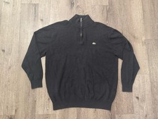 Lacoste 1/4 Zip Pullover Mens XL 7 Sweatshirt Croc Black Mock Neck