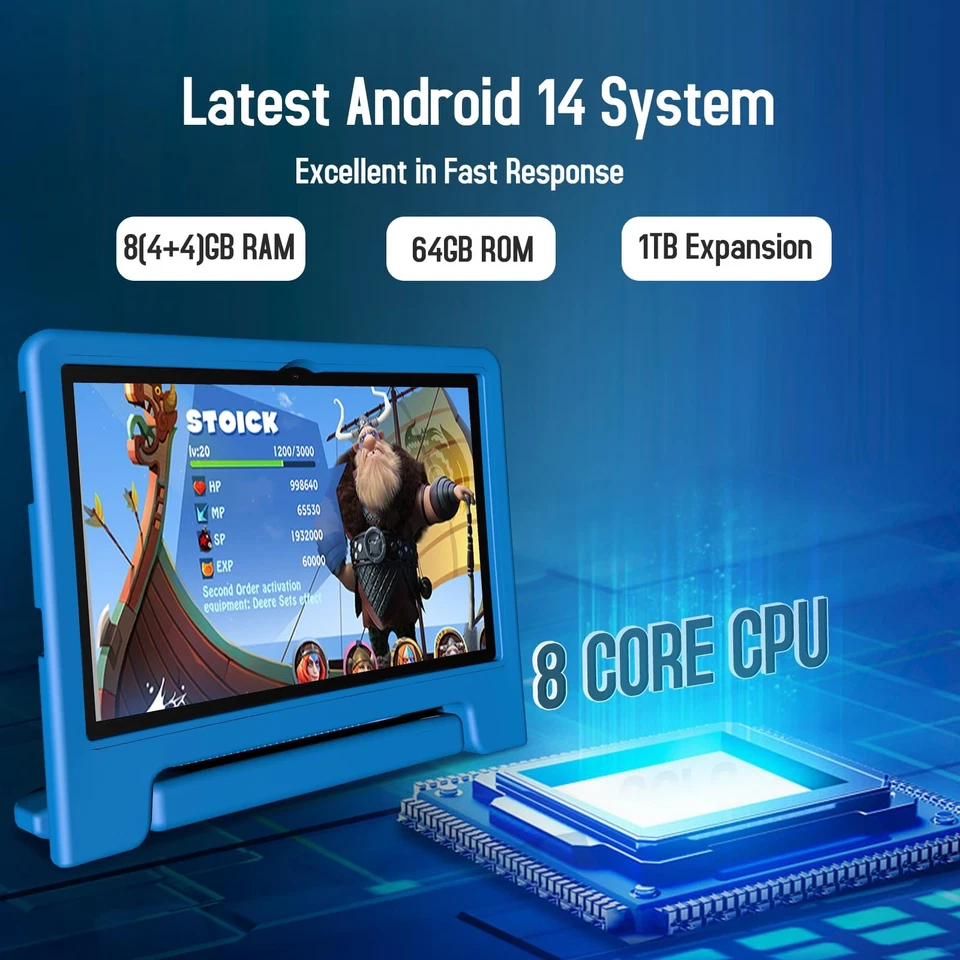 10" Kids Tablet Android 14, 8GB RAM, 64GB, WiFi, Bluetooth, Parental Control - Image 4 of 4