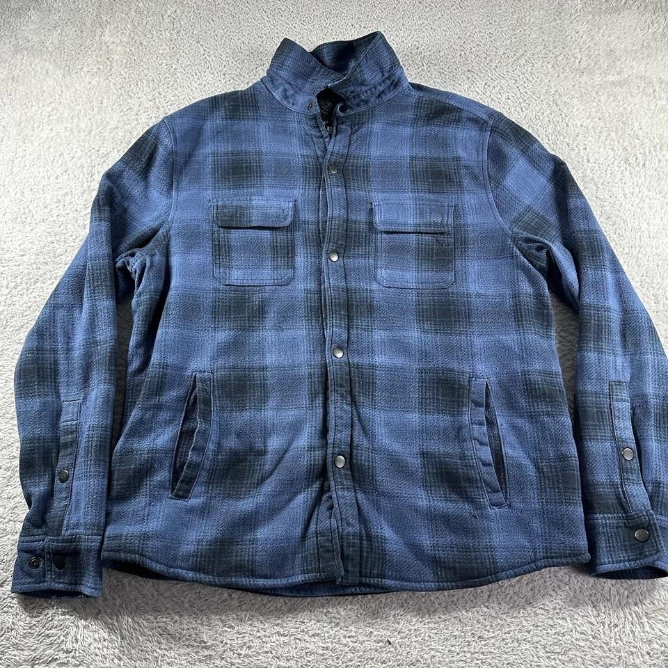 Suéter masculino Urban Pipeline xadrez Sherpa forrado xadrez grande botão encaixe azul - Imagem 2 de 4