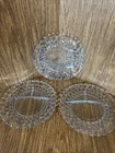 Vintage Anchor Hocking Bubble Clear Blue Tint Divided Dinner Plate Set of 3  EUC