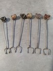 Silver Tone Cocktail Forks With Gem Stone Tops Lot Of 6 — photo 1