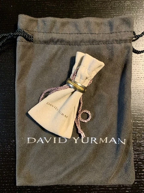 DAVID YURMAN Hombre Gris Titanio y Oro 18k Cable Inserto Banda Anillo Foto 3 de 4