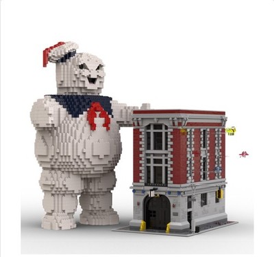 Ghostbusters Stay-Puft Marshmallow Man + Firehouse 75827 MOC Bausteine Set