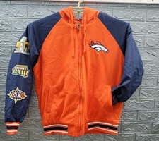 New NFL Denver Broncos Superbowl Champions Full Zip Hoodie Orange Size Large