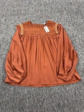 Blusa See And Be Seen Top Mujer Pequeña Naranja Óxido Encaje Yugo Kalena Fluida Nueva con Etiquetas
