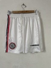 Vintage Ajax Shorts W34 Medium Fußball weiß Umbro 1990er