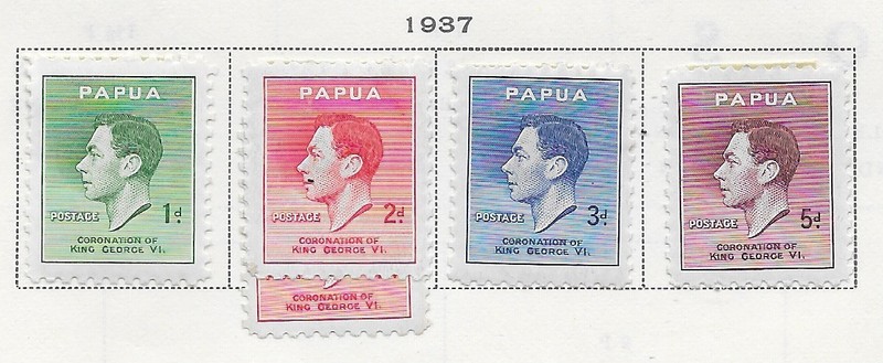 5 Papau Stamps from Quality Old Antique Album 1937