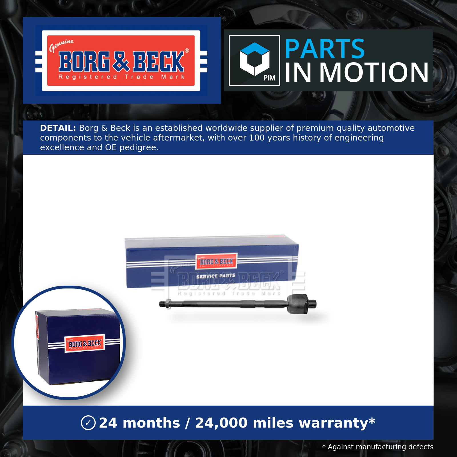 Inner Rack End Left BTR5389 Borg & Beck Tie Rod Joint D10232240 D10232240A New