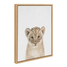 Kate and Laurel Sylvie Baby Lion Color Framed Canvas Wall Art by Simon Te of ...