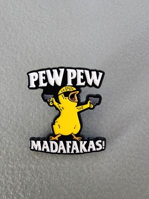 Pew Pew Madafakas Yellow Cool Chick Clothes Backpack Enamel Pin Collar
