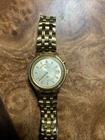 Mens Vntg Seiko KINETIC 5M42-0A19 Exhibition Back Watch Gold Tone For parts