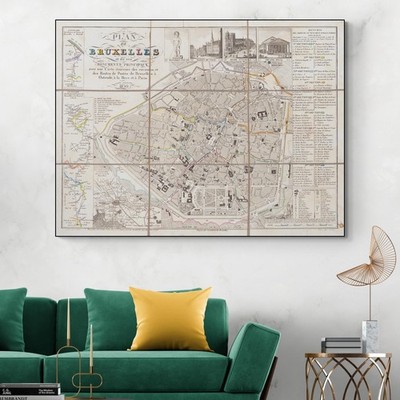 1830 Map of Brussels Belgium   Early 19th Century Streets, Landmarks & Layout
